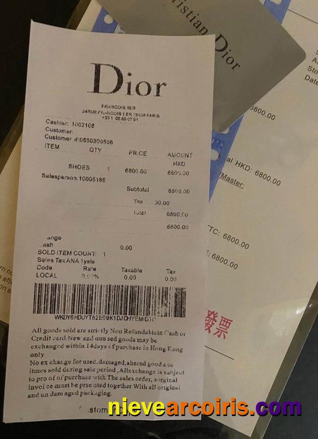 Dior company payment receipt